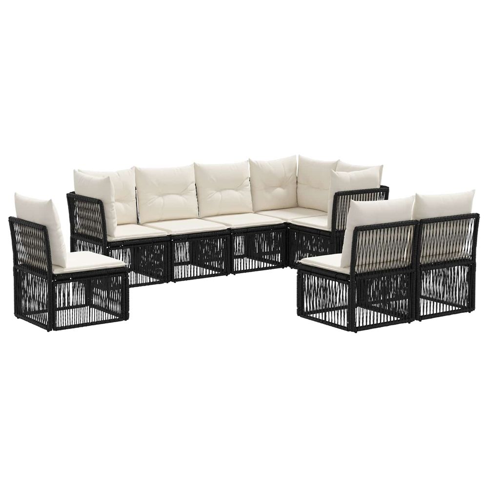 Ensemble de canapé de jardin 8 pc noir polyrotin