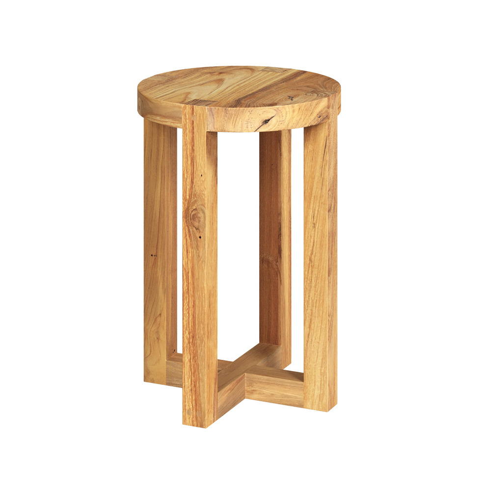 Noé-tabouret rond en bois de teck recyclé h45,5 cm