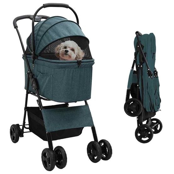 Poussette pliable pour chien chat en tissu oxford pour promenade vert 81cm