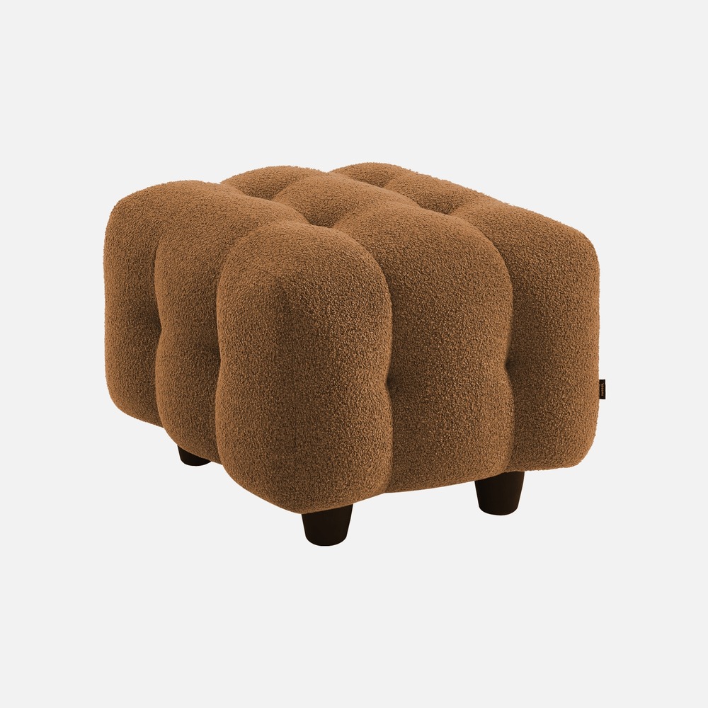 Pouf, module pour canapé, repose-pieds pour canapé 2 places en bouclette texturée l 69 x p 59 x h 48cm - leon