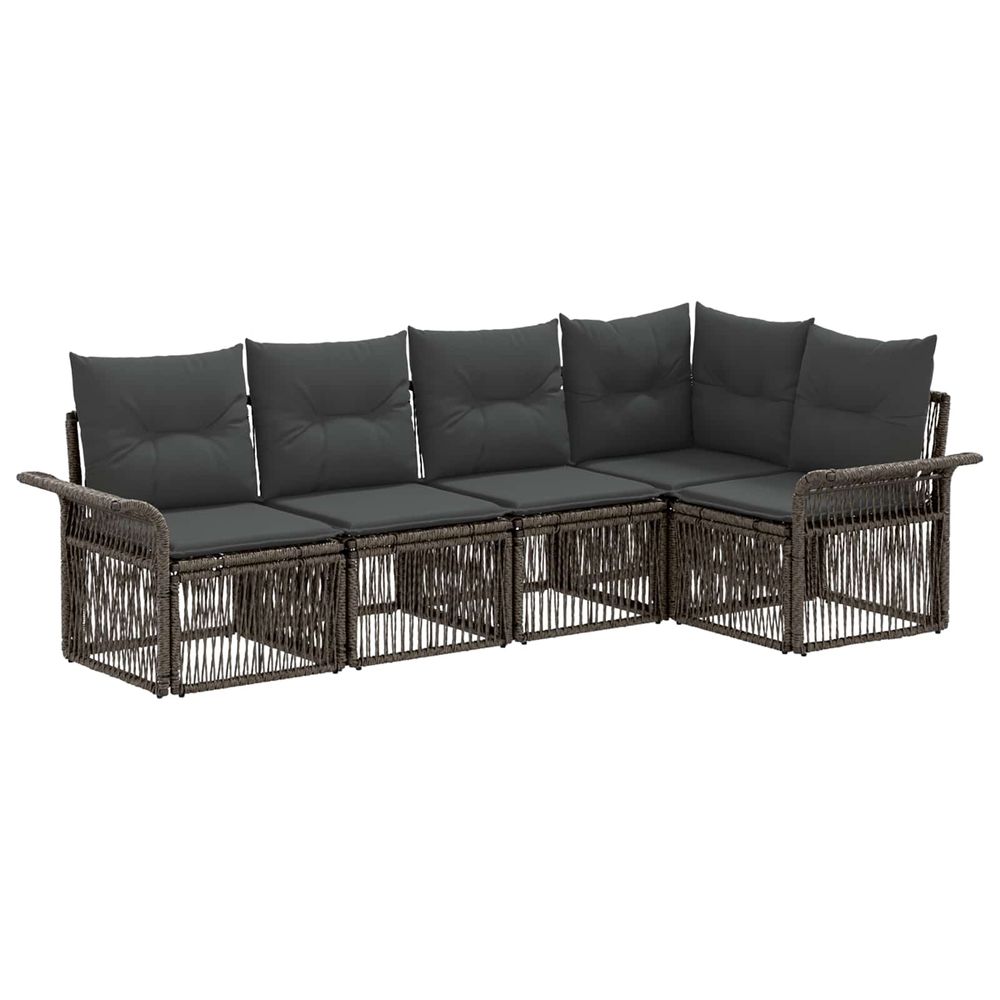 Ensemble de canapé de jardin 5 pc gris polyrotin