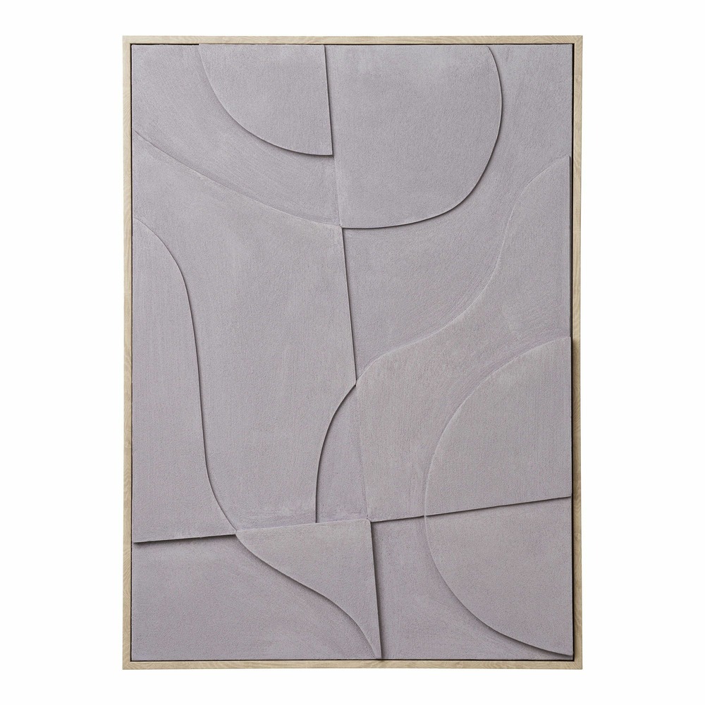 Tableau mural relief contemporain toile grise 50 x 70 cm