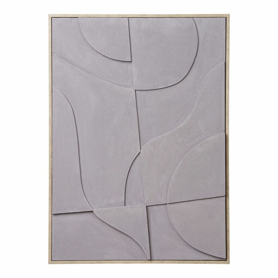 Tableau mural relief contemporain toile grise 50 x 70 cm