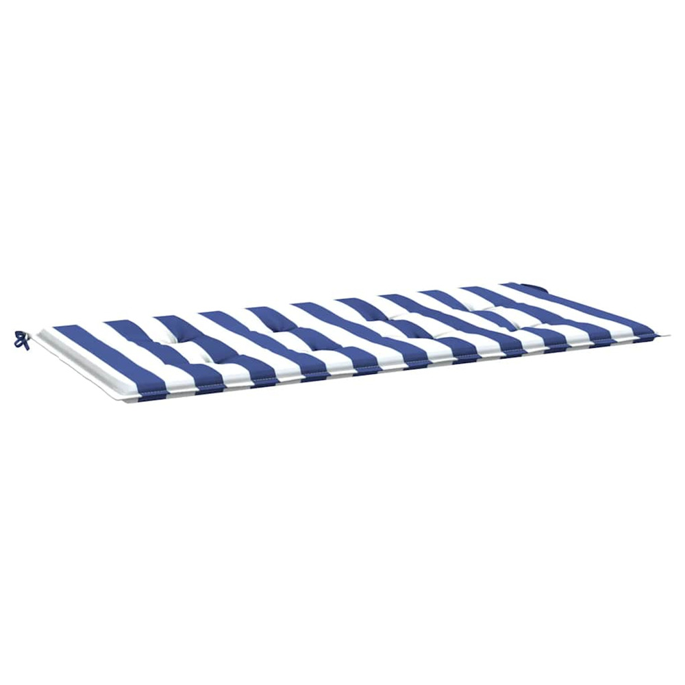 Coussin de banc de jardin rayures bleues et blanches 120x50x4cm