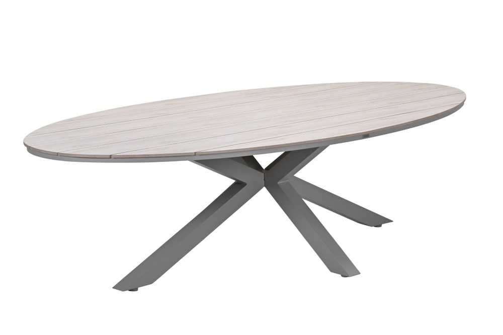 Table edison ovale - 280x140 cm -taupe -teck clair vironwood