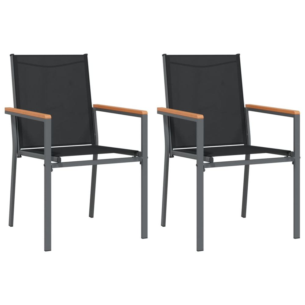 Chaises de jardin lot de 2 noir 55x61,5x90cm textilène et acier