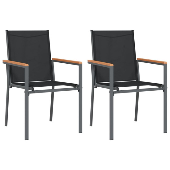 Chaises de jardin lot de 2 noir 55x61,5x90cm textilène et acier