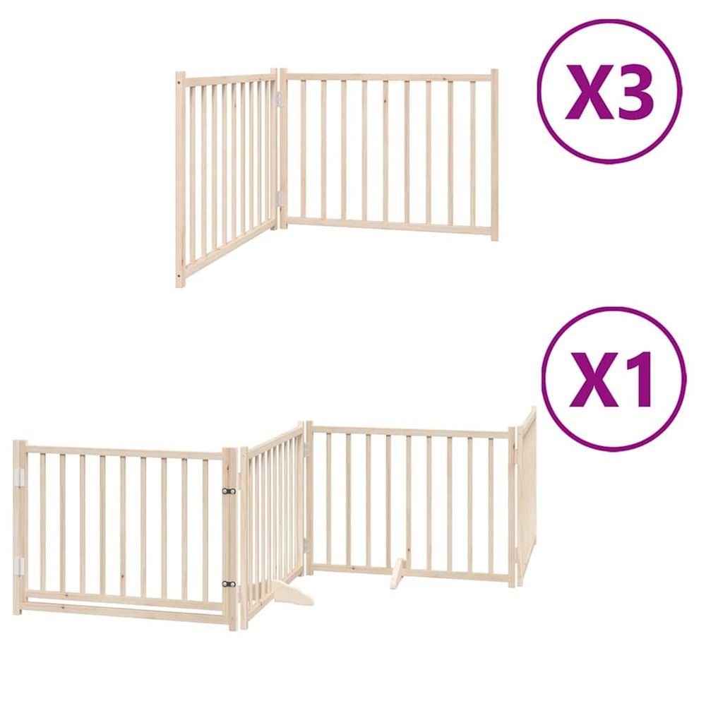 Barrière pour chien porte pliable 10 panneaux bois de peuplier