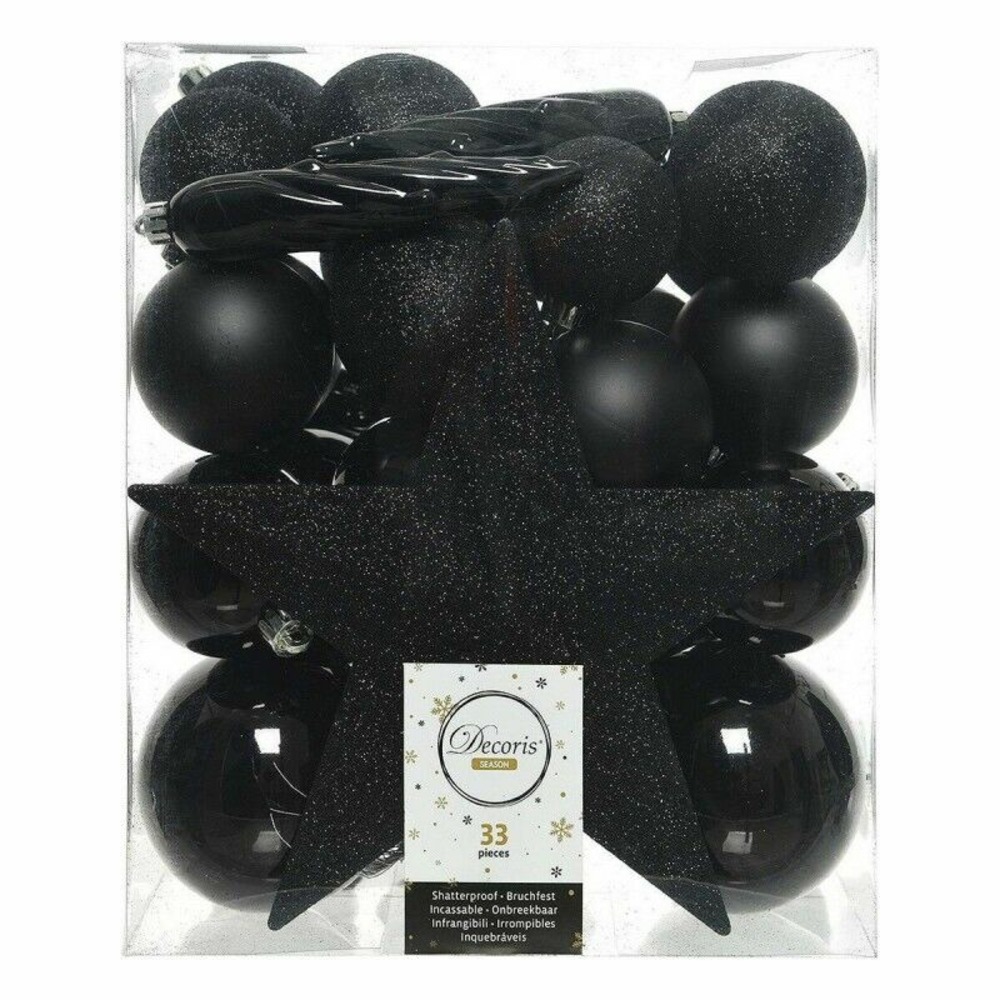 Boules de noël decoris noir multicouleur (33 pièces)
