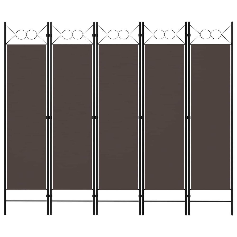 Cloison de séparation 5 panneaux marron 200x180 cm