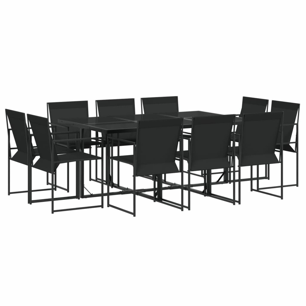 Ensemble à manger de jardin 11 pcs noir textilène