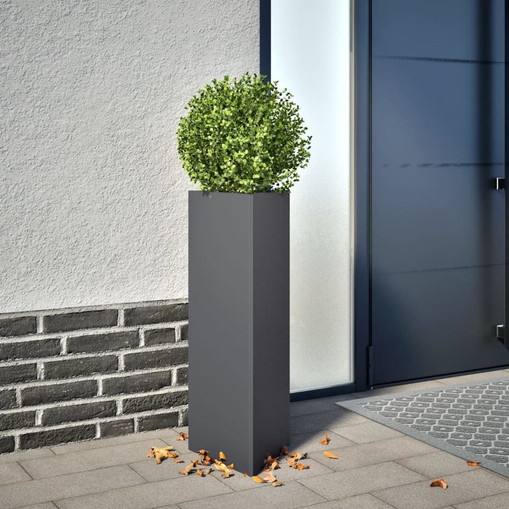 Jardinières triangulaires hautes acier pot fleurs modulable terrasse 30x26x75cm anthracite lot 2