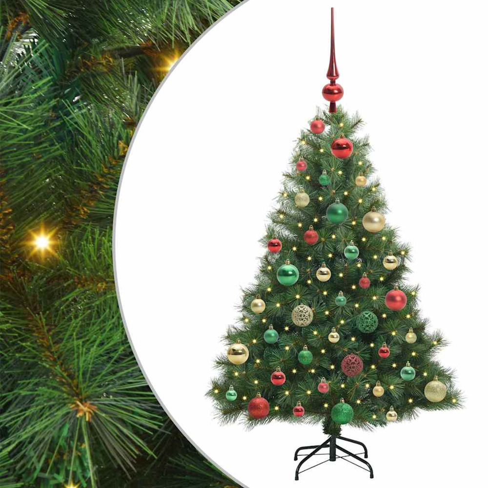 Sapin de noël artificiel avec 150 led vert 120 cm pe et pvc
