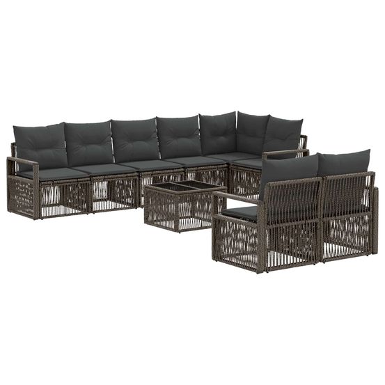 Ensemble de canapé de jardin 9 pc gris polyrotin
