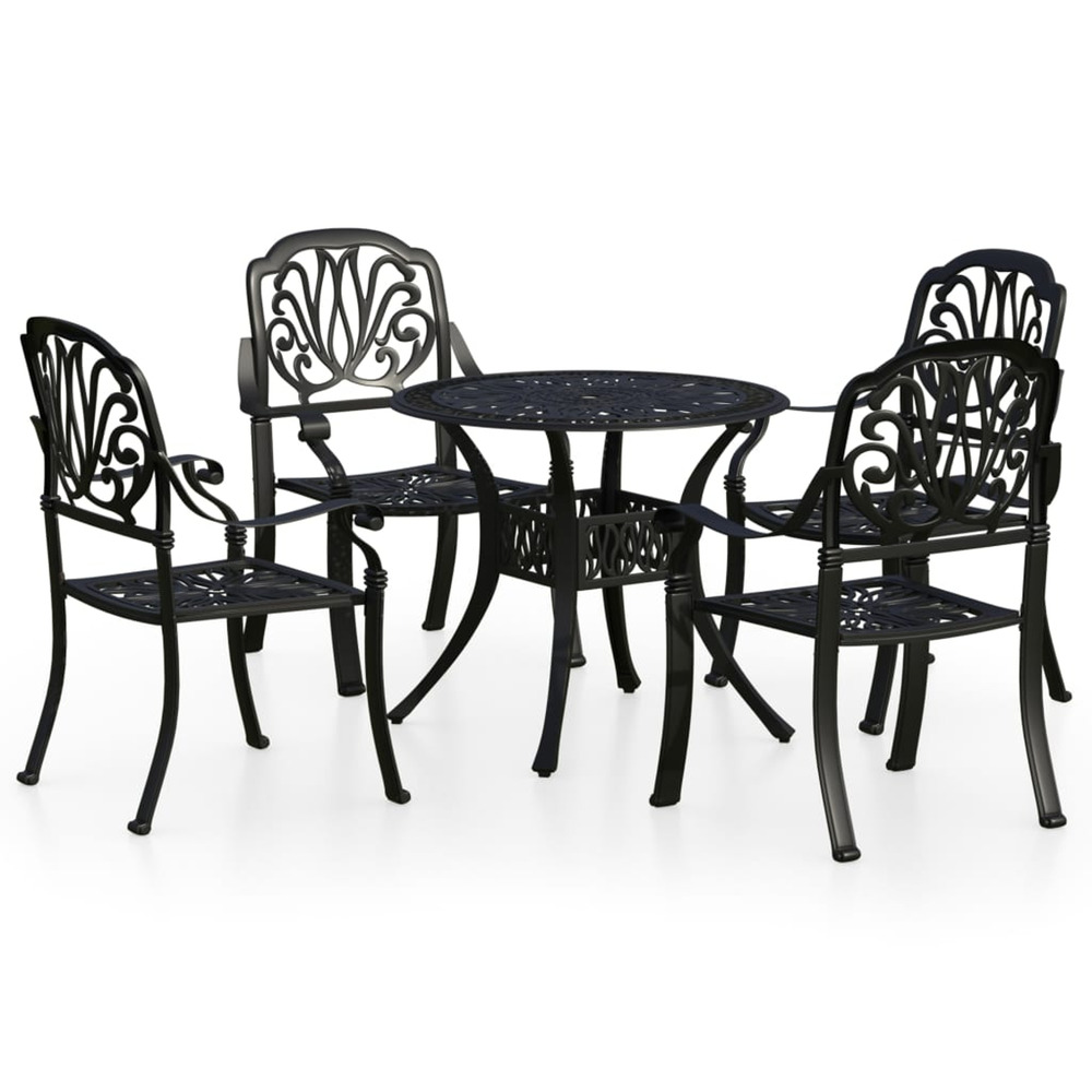 Ensemble de bistro 5 pcs aluminium coulé noir