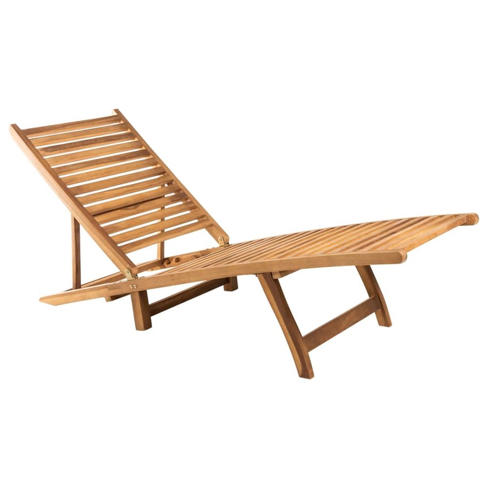 Chaise longue bois de teck solide bain de soleil