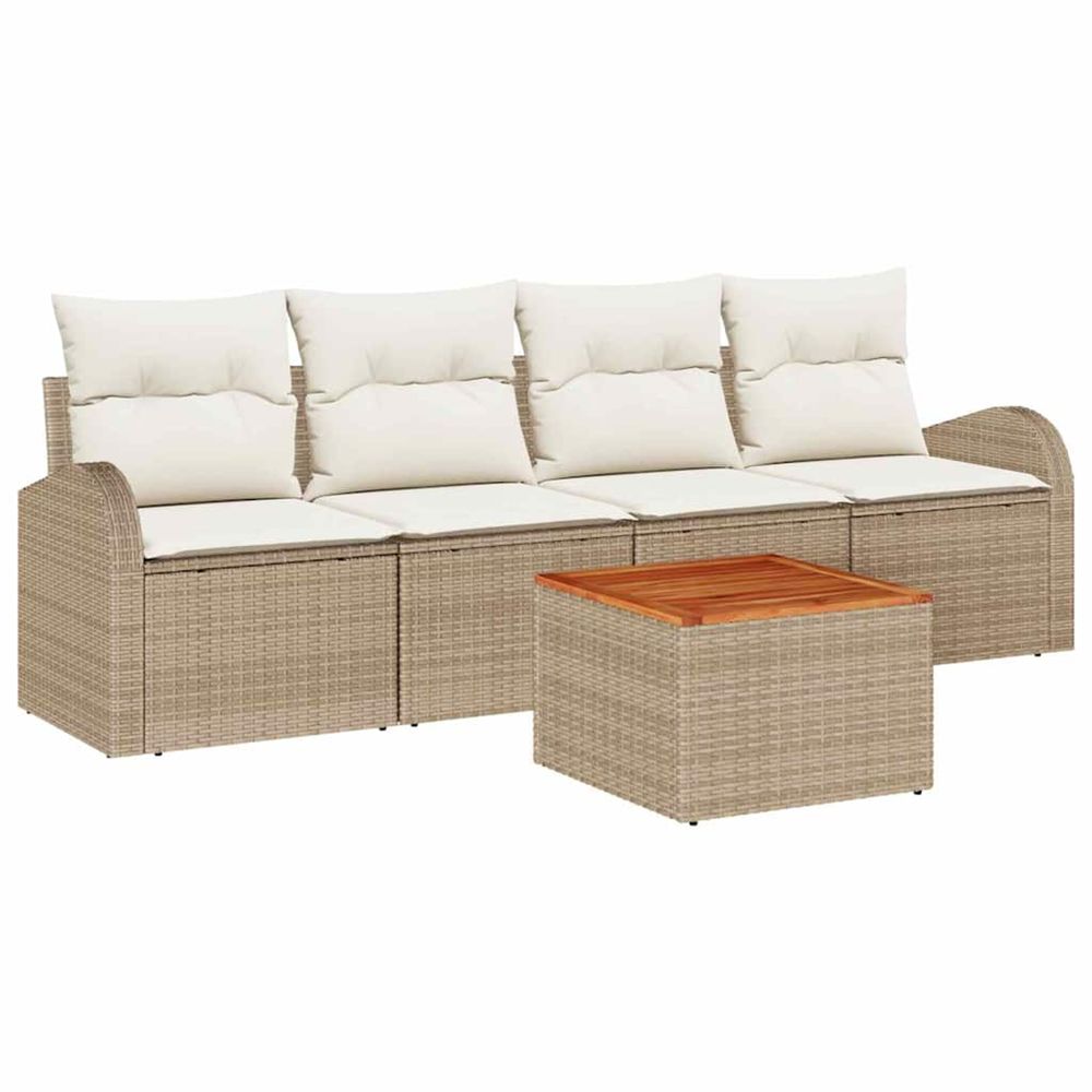 Ensemble de canapé de jardin 5 pc beige et crème polyrotin