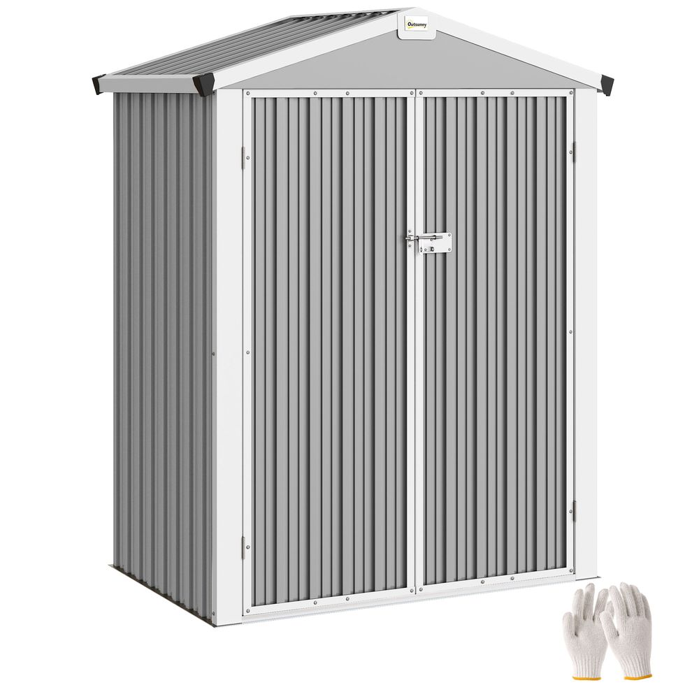 Abri de jardin acier galvanisé rangement extérieur double porte 133x87x178cm gris argent - comfortxl outdoor living