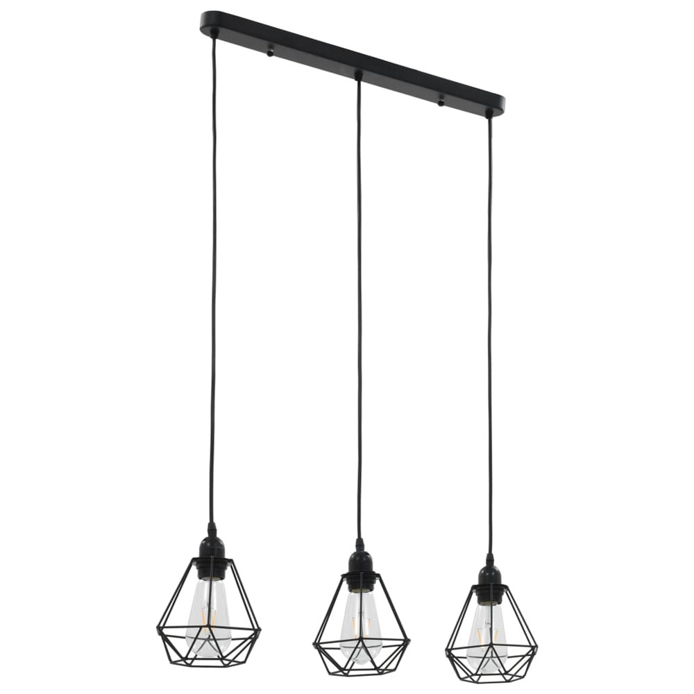 Plafonnier avec design de diamant noir 3 ampoules e27
