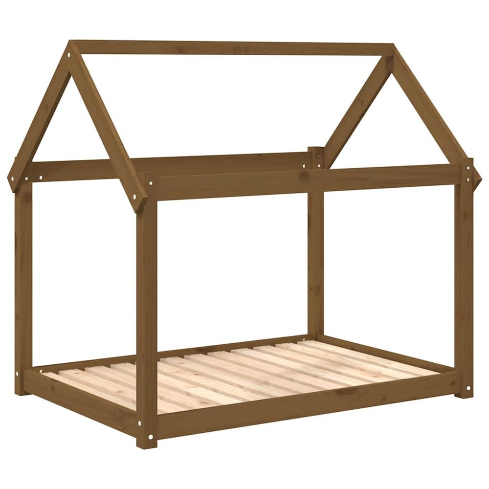 Lit pour chien marron miel 111x80x100 cm bois de pin solide