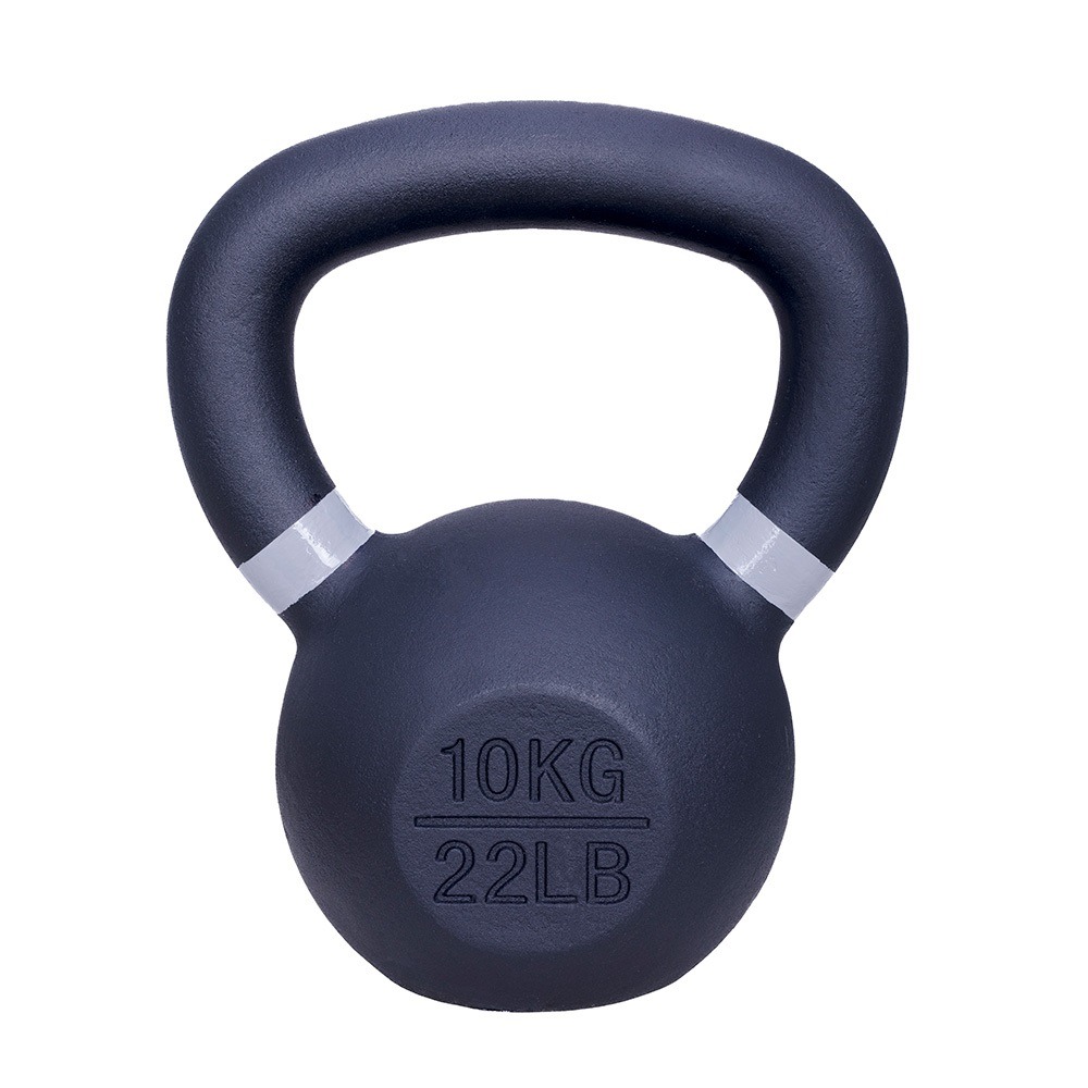 Kettlebell en fonte 10 kg - noir et gris