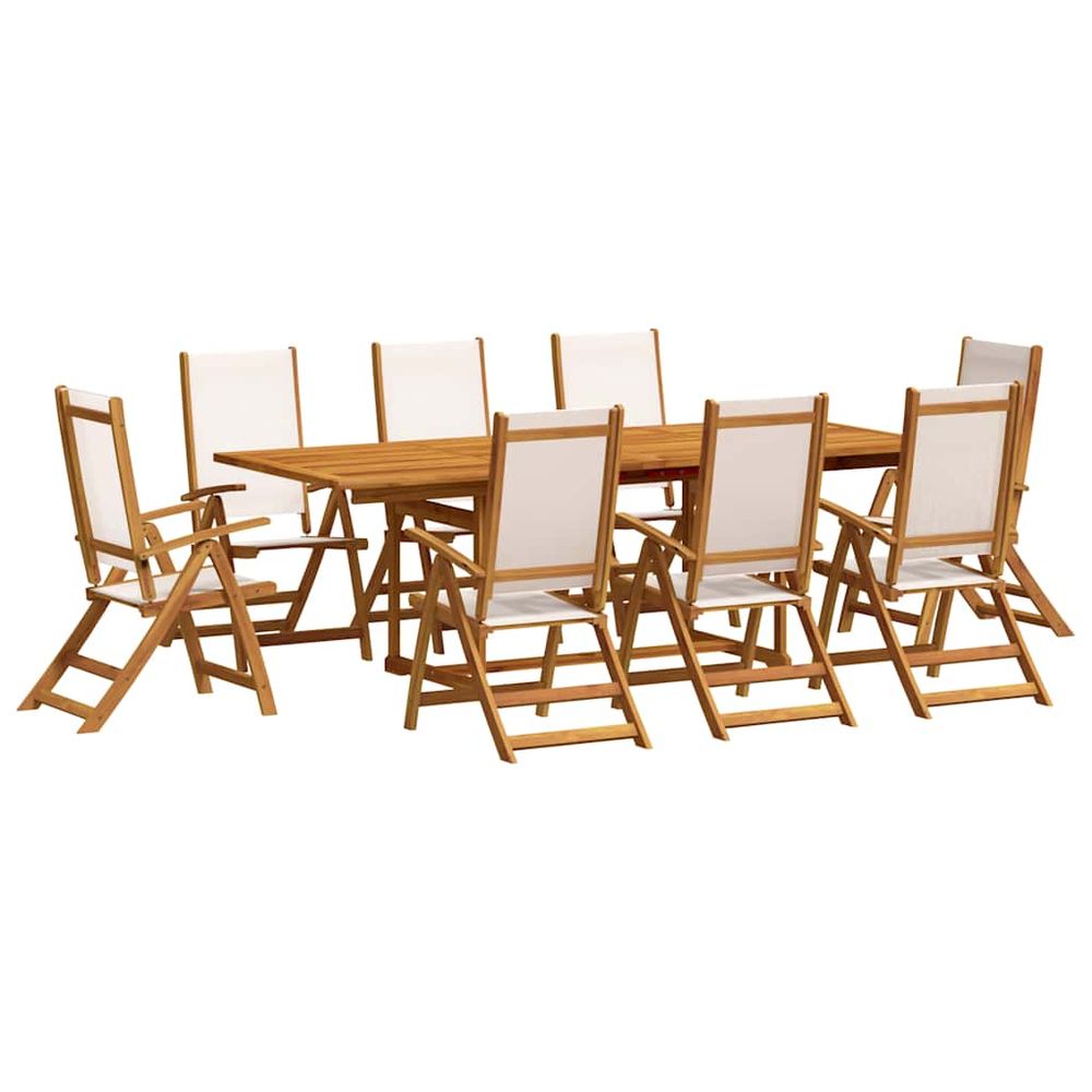 Ensemble à manger de jardin 9pcs bois d'acacia solide textilène