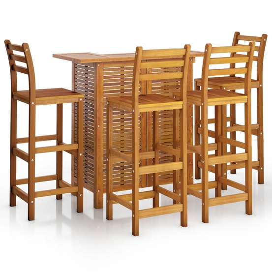 Ensemble de bar de jardin 5 pcs bois d'acacia solide