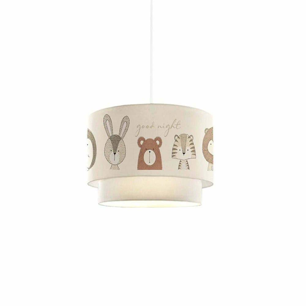 Plafonnier suspension luminaire pour enfants e27 blanc-gris-marron d30x20cm