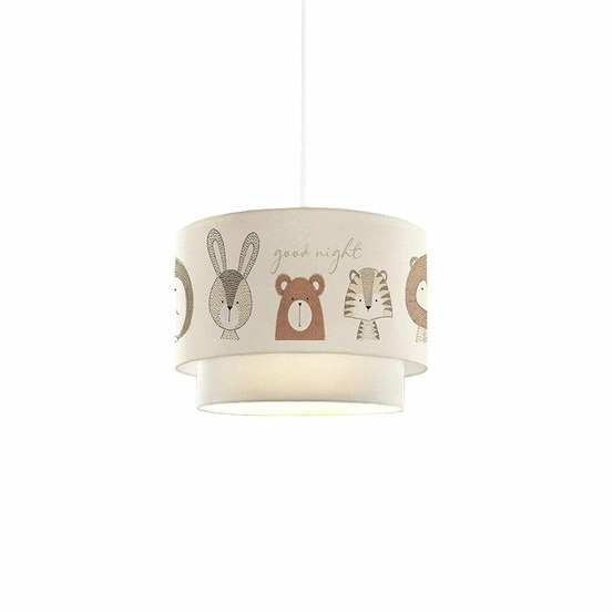 Plafonnier suspension luminaire pour enfants e27 blanc-gris-marron d30x20cm
