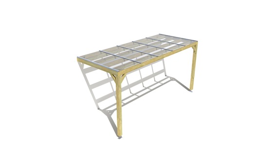 Pergola bois • 5m x 2m • adossée • sens largeur • couverture étanche transparente incluse • livraison comprise