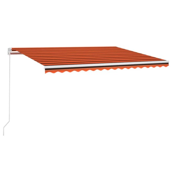 Auvent manuel rétractable avec led 400x300 cm orange et marron