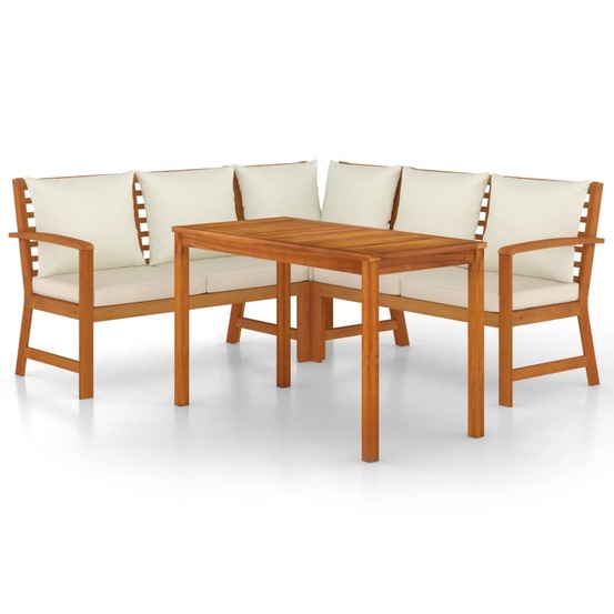 Ensemble à manger de jardin 4 pcs coussins bois acacia