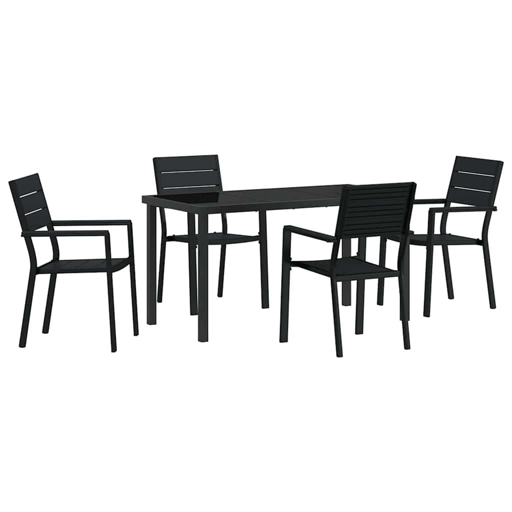 Ensemble de salle à manger pour jardin 5 pcs noir