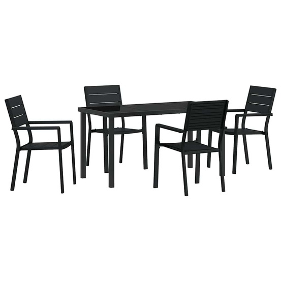 Ensemble de salle à manger pour jardin 5 pcs noir hdpe