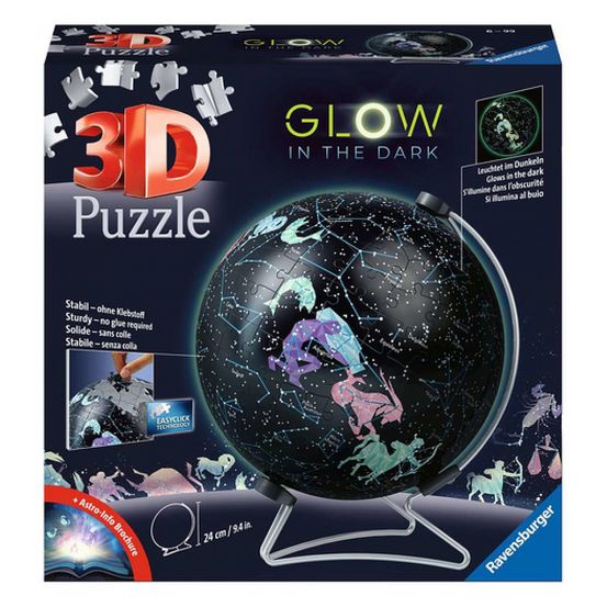 Puzzle 3d 180 pièce(s) globe phosphorescent