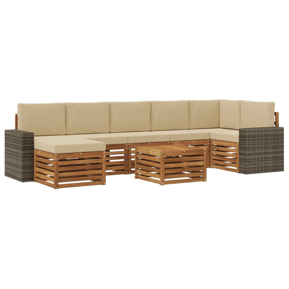 Ensemble de canapés d'extérieur 8 pc naturel et beige