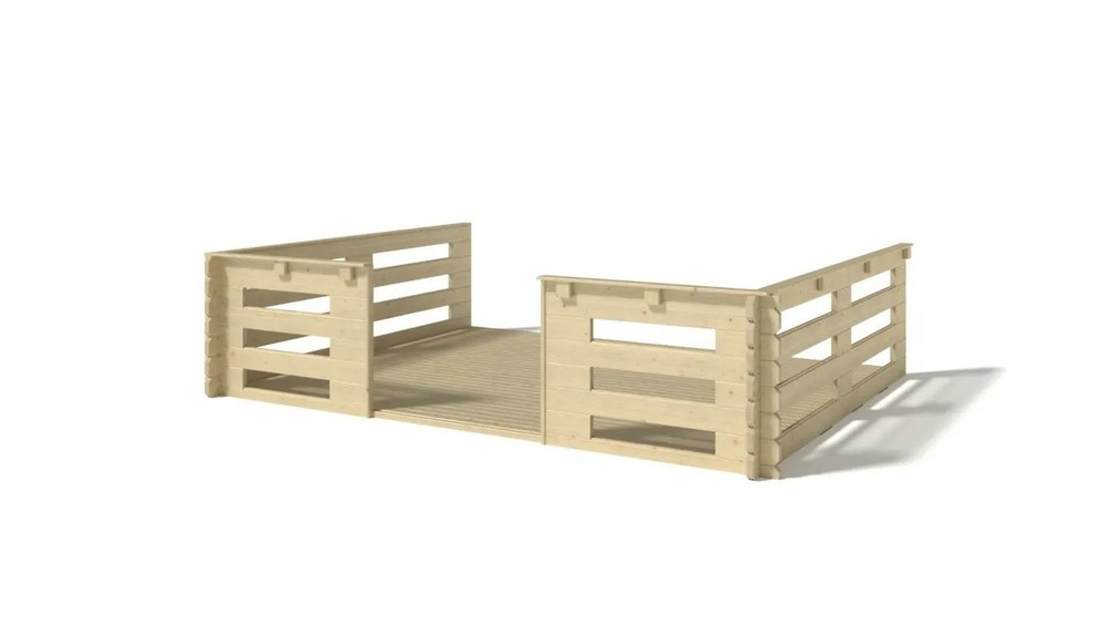 Terrasse en bois avec balustrade pour abri en bois - 12m2 - 4m x 3m - couleur: naturel - dom548 - altanka