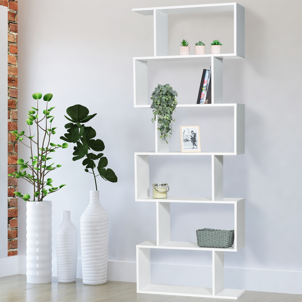 Etagère bibliothèque sofia forme s bois blanc 189 cm