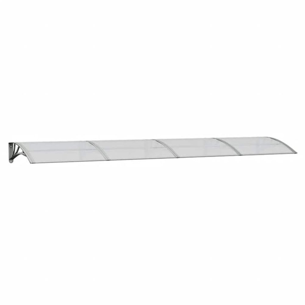 Auvent de porte gris et transparent 350x75 cm polycarbonate