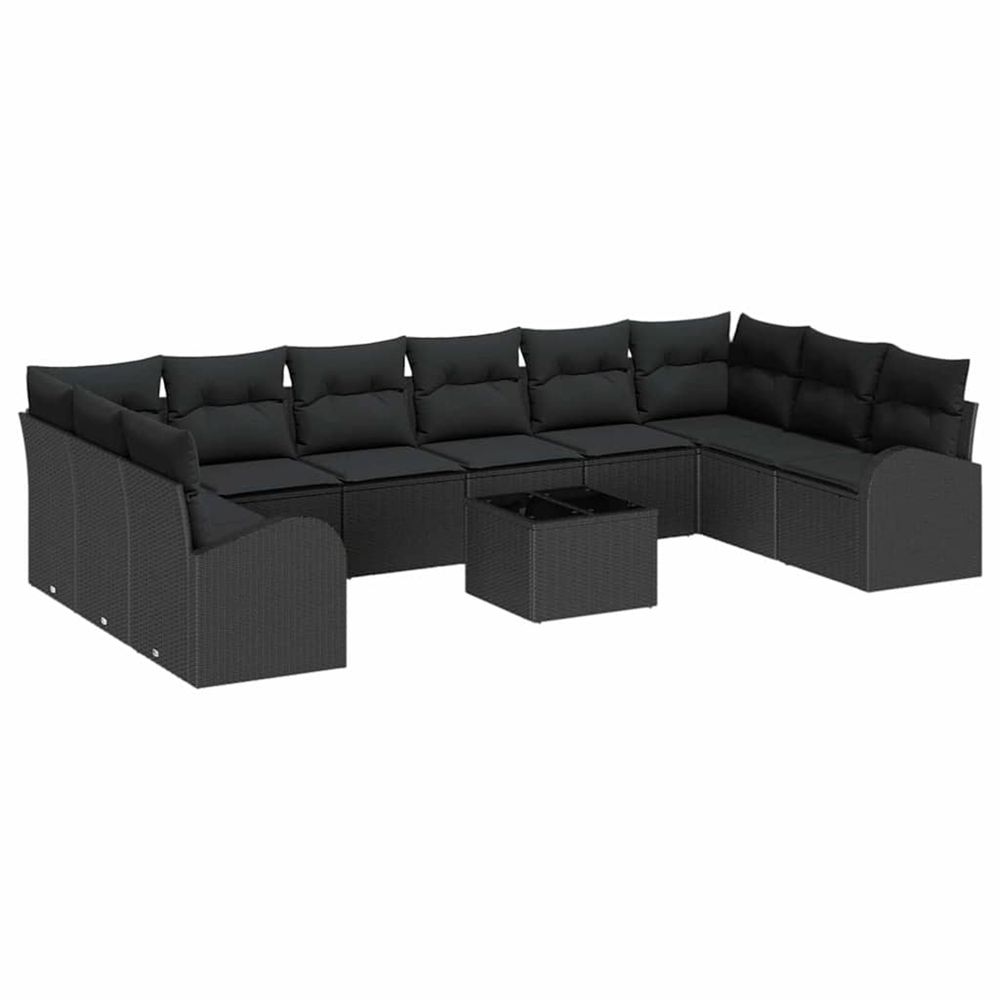 Ensemble de canapé de jardin 11 pc noir polyrotin