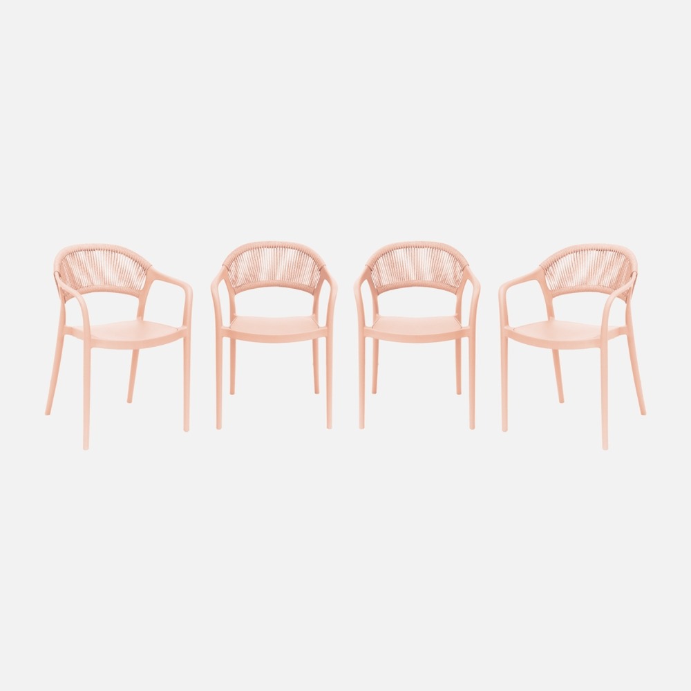 Chaise de jardin empilable avec effet corde (lot de 4) - jovia