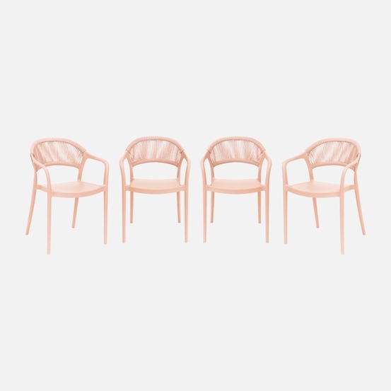 Chaise de jardin empilable avec effet corde (lot de 4) - jovia