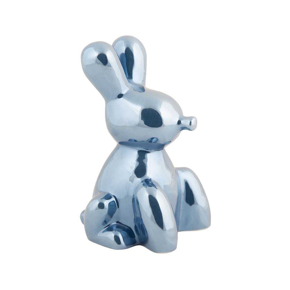 Statue en céramique balloon bunny bleu foncé