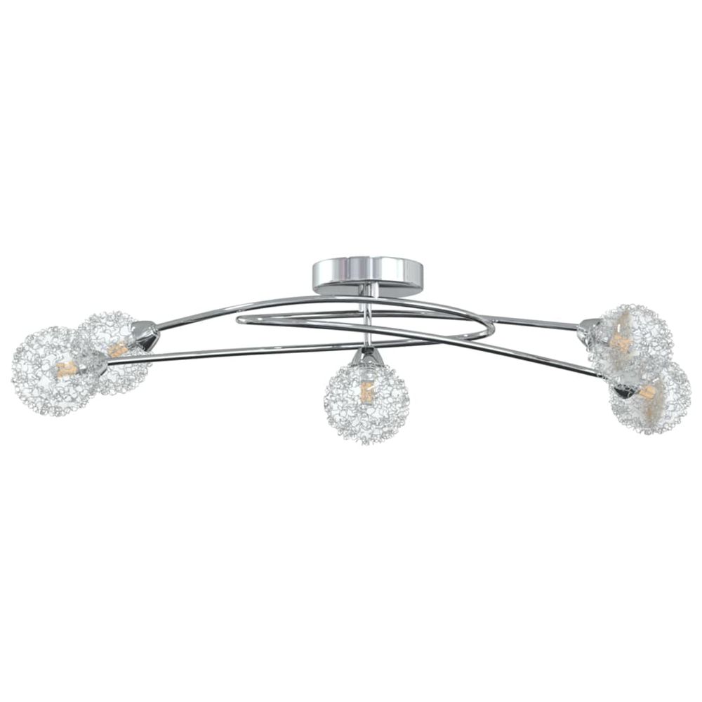 Plafonnier avec abat-jour en maille métallique pour 5 led g9