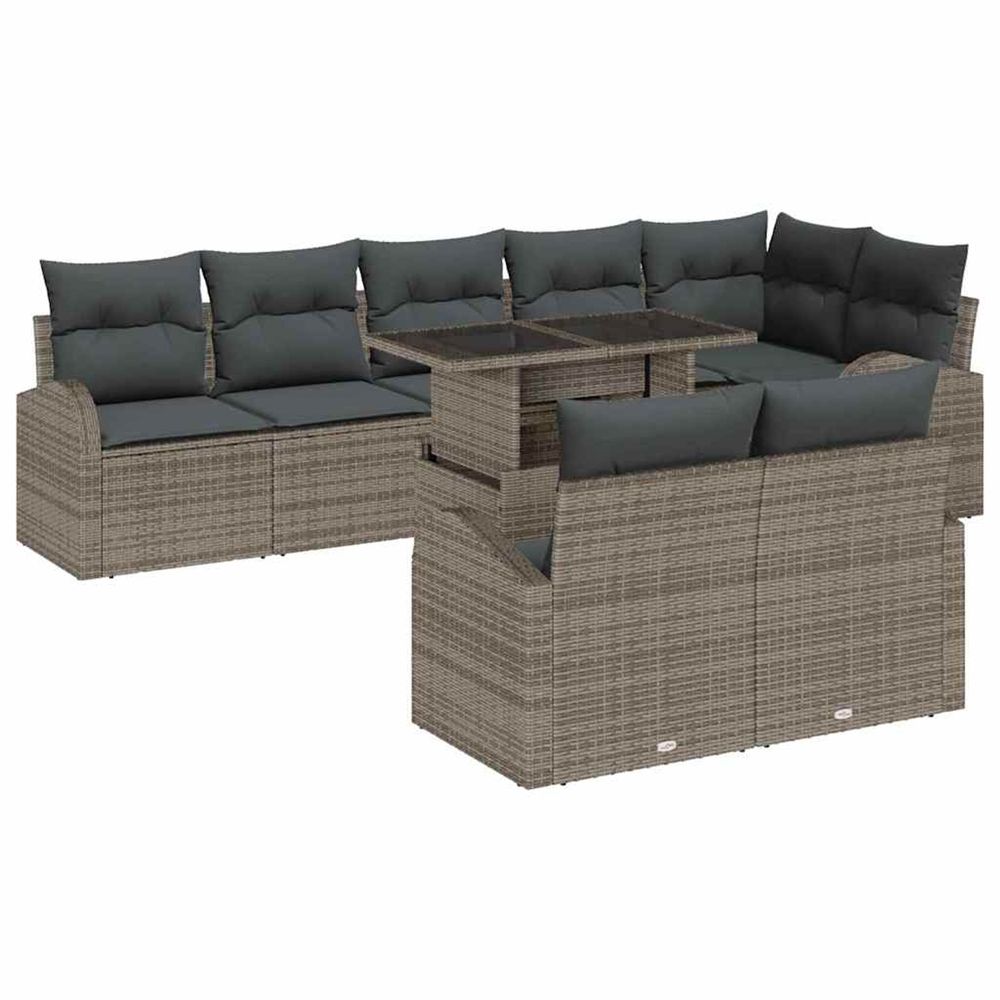 Ensemble de canapé de jardin 9 pc gris poly rotin