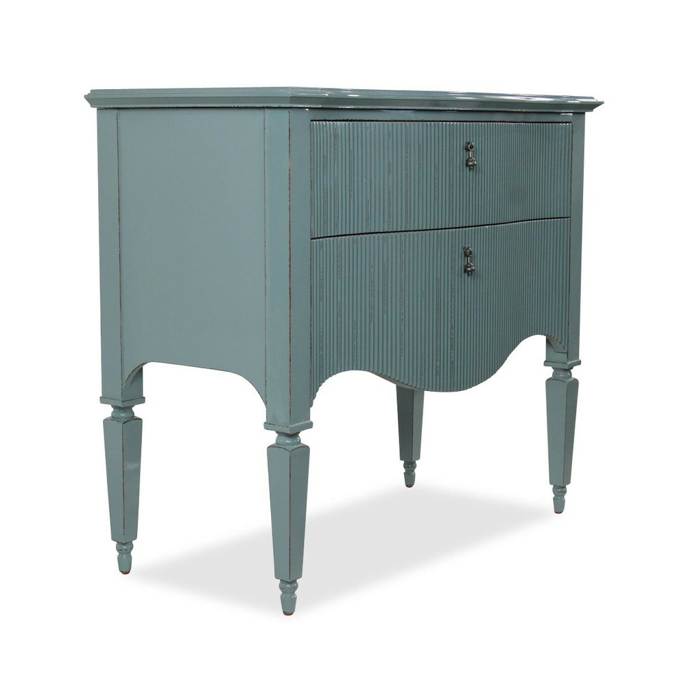 Commode 2 tiroirs bois bleu - interior's
