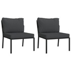 Chaises de jardin avec coussins gris 2 pcs 60x74x79 cm acier