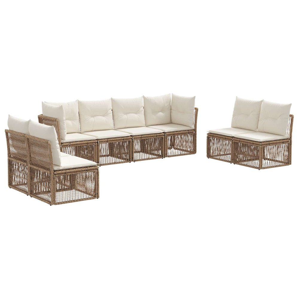 Ensemble de canapé de jardin 8 pcs beige polyrotin