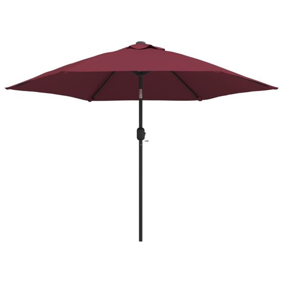 Parasol de jardin avec lumières led mât en acier rouge bordeaux