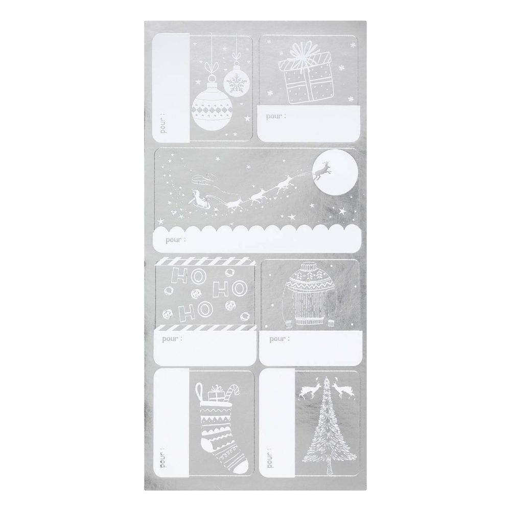Planche étiquettes cadeau décorées 11x26,8cm autocollantes assorti